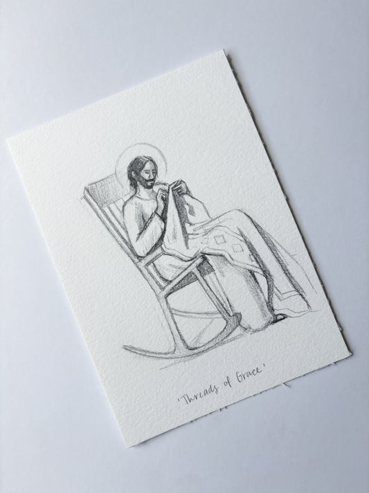 'Threads Of Grace' 5x7 inch original sketch