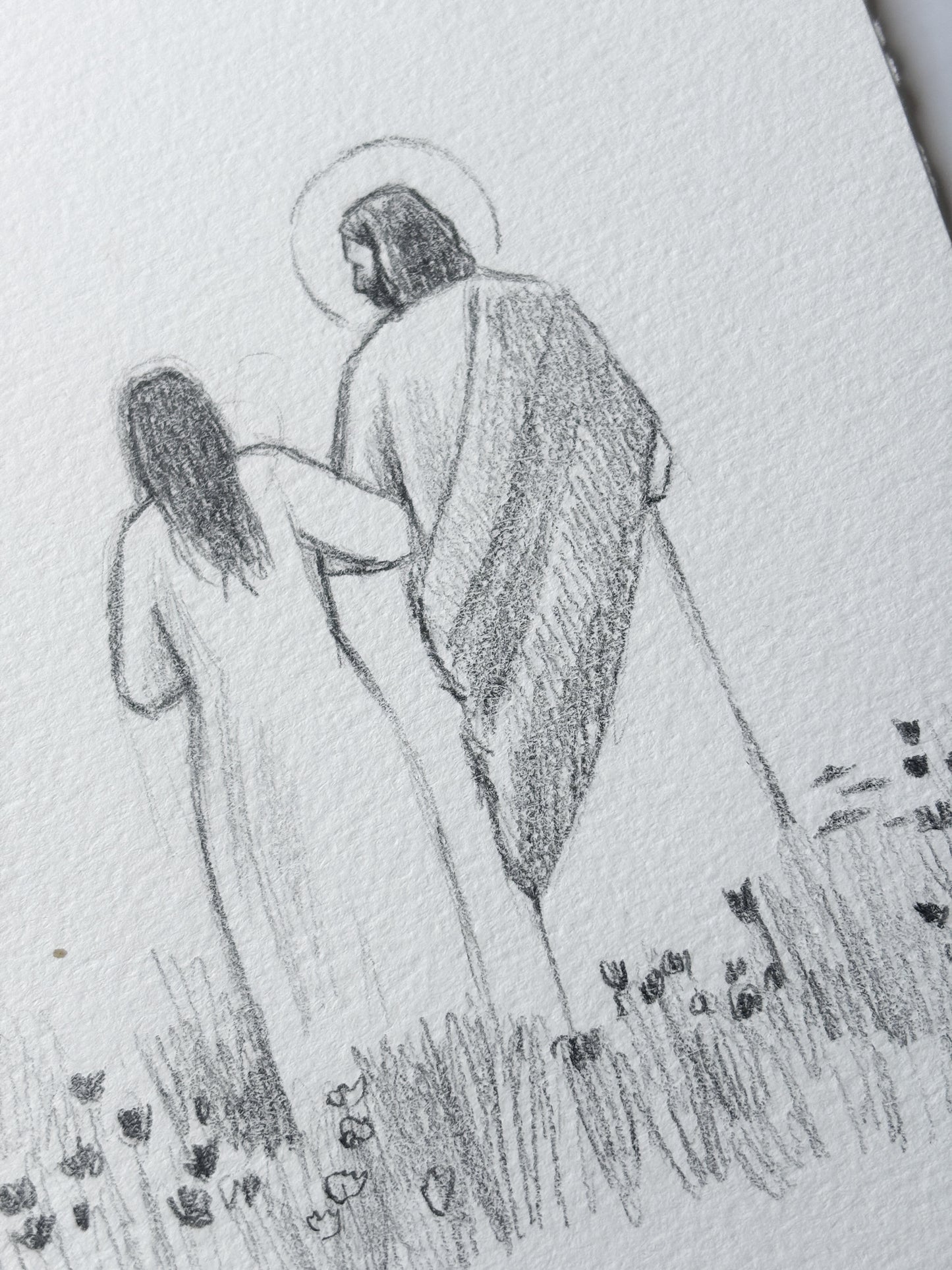 'He Will Walk With Me' 5x7 inch original sketch