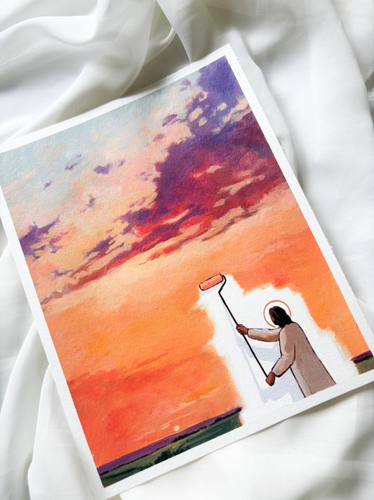 'He Who Paints The Sunsets' 8x10 inch original painting