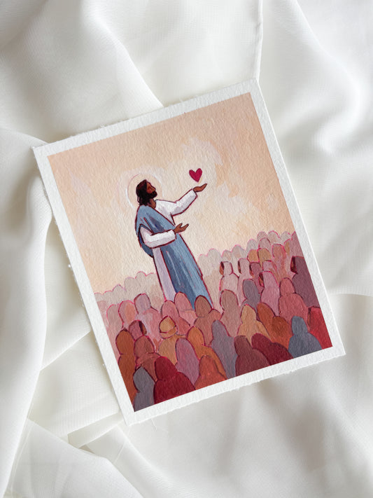 'Love One Another' 4x5 inch original painting