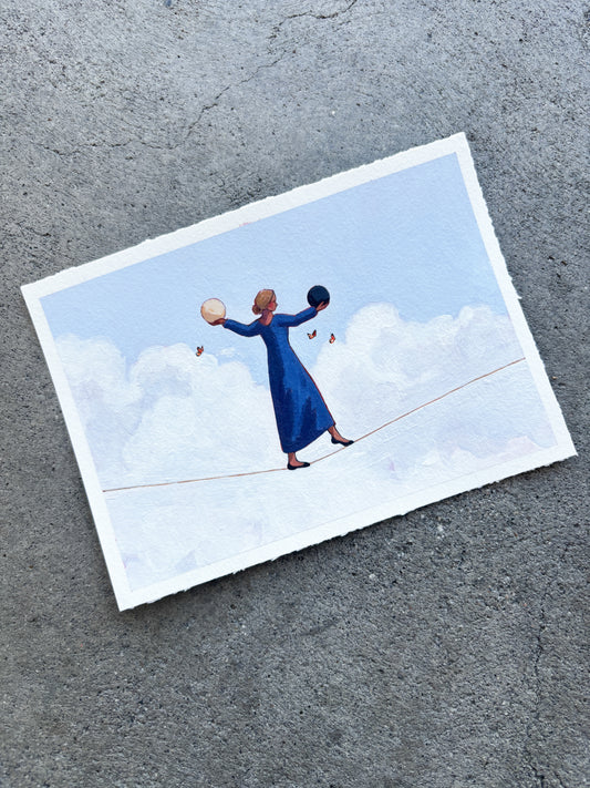 'Balancing Joy And Sorrow' 5x7 inch original painting