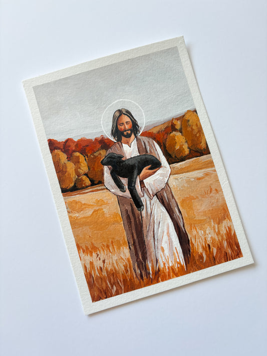 'He Carries Me Through Every Autumn' 5x7 inch original painting