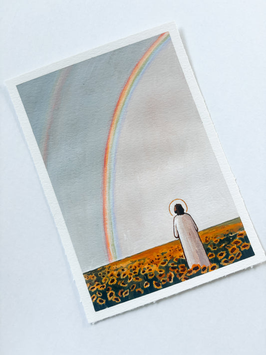 'After Rain, Always A Rainbow' 5x7 inch original painting