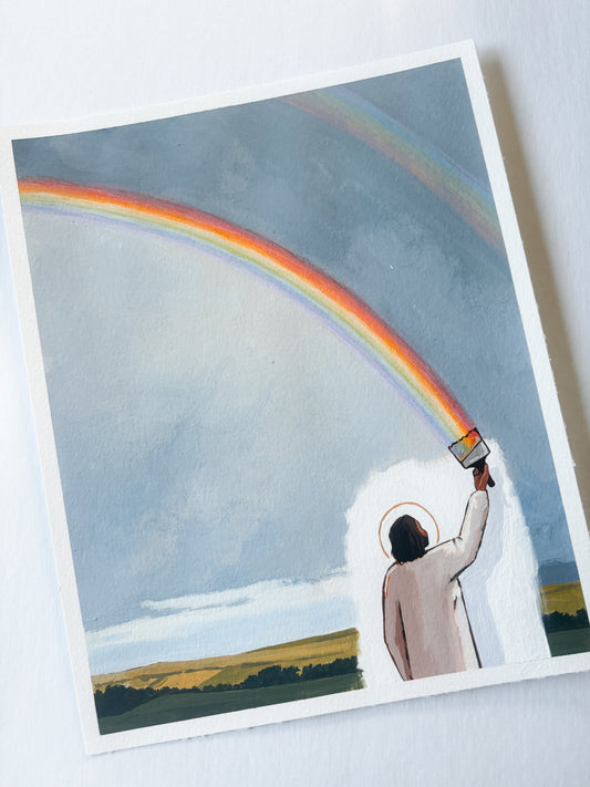 'He Who Paints The Rainbows' 8x10 inch original painting