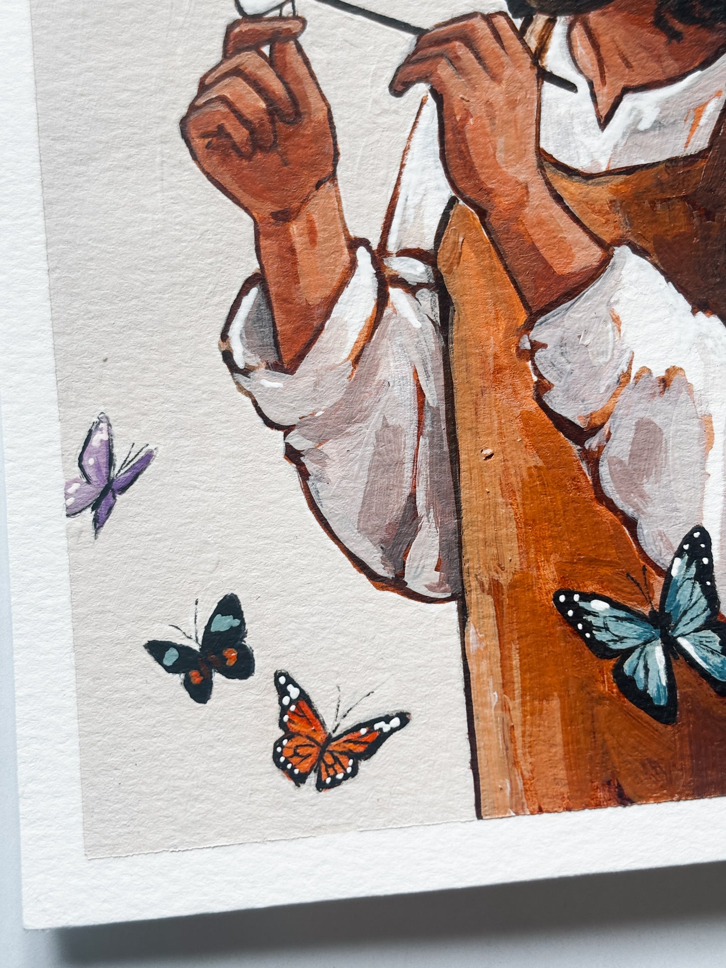 'He Who Paints The Butterflies' 5x7 inch original painting