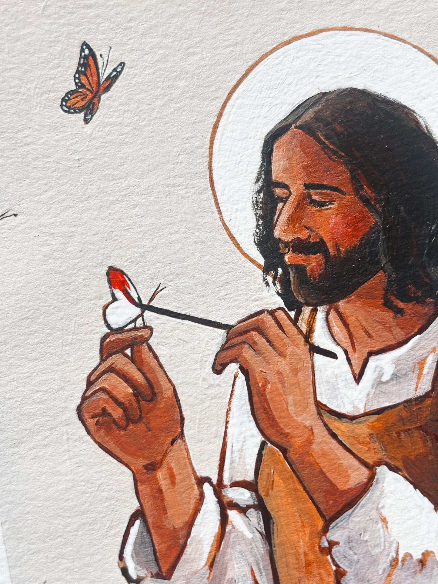 'He Who Paints The Butterflies' 5x7 inch original painting