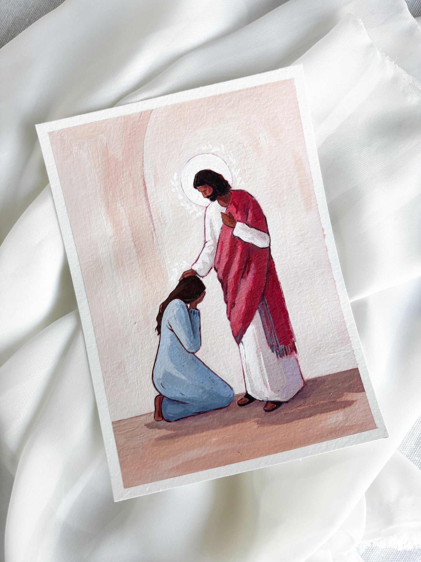 'Come Open Wide Your Broken Heart And Let Your Savior In' 5x7 inch original painting