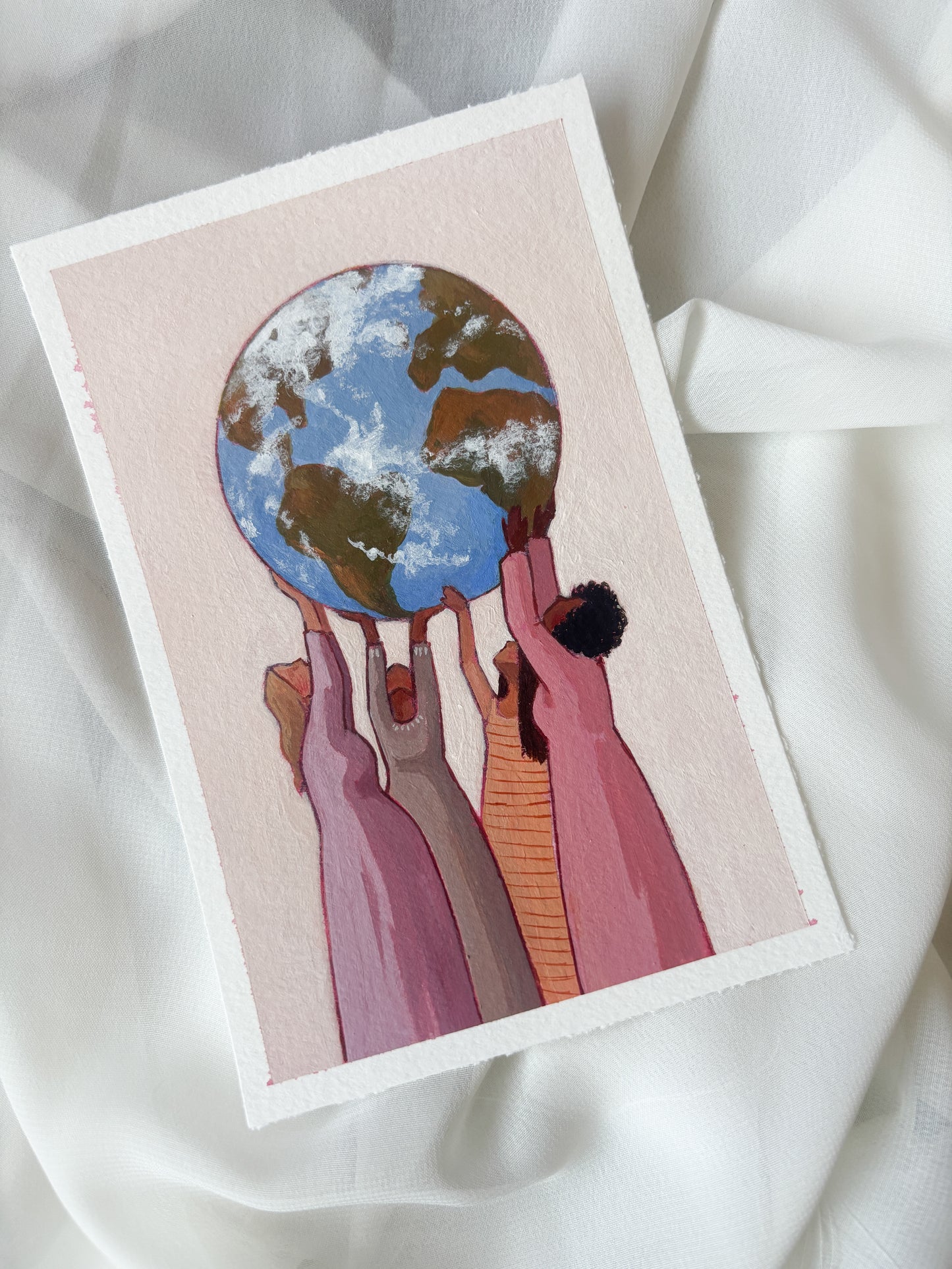 'Maybe We Can Hold Up The World Together' 4x6 inch original painting