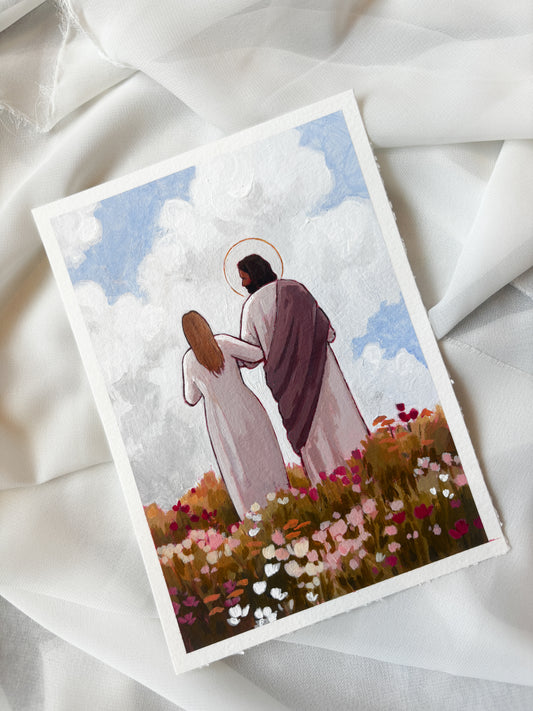 'He Will Walk With Me' 5x7 inch original painting