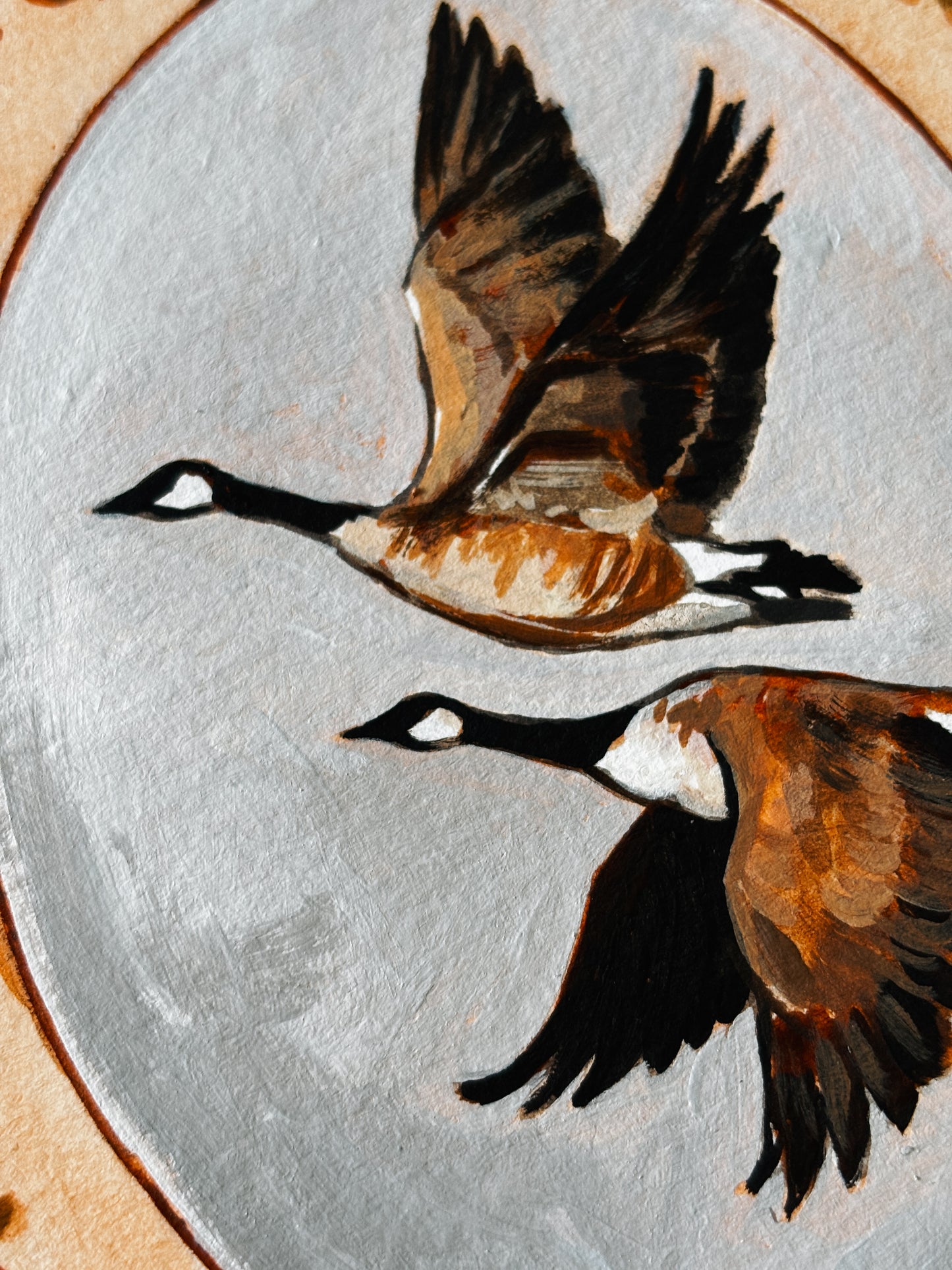 'Something Told The Geese It Was Time To Fly' 5x7 inch original painting