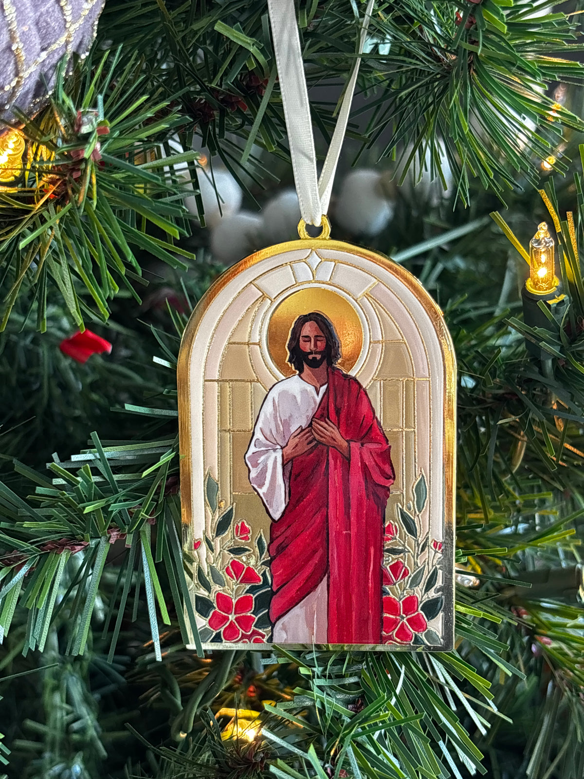'O Come, O Come, Emmanuel' Gold Enamel Ornament