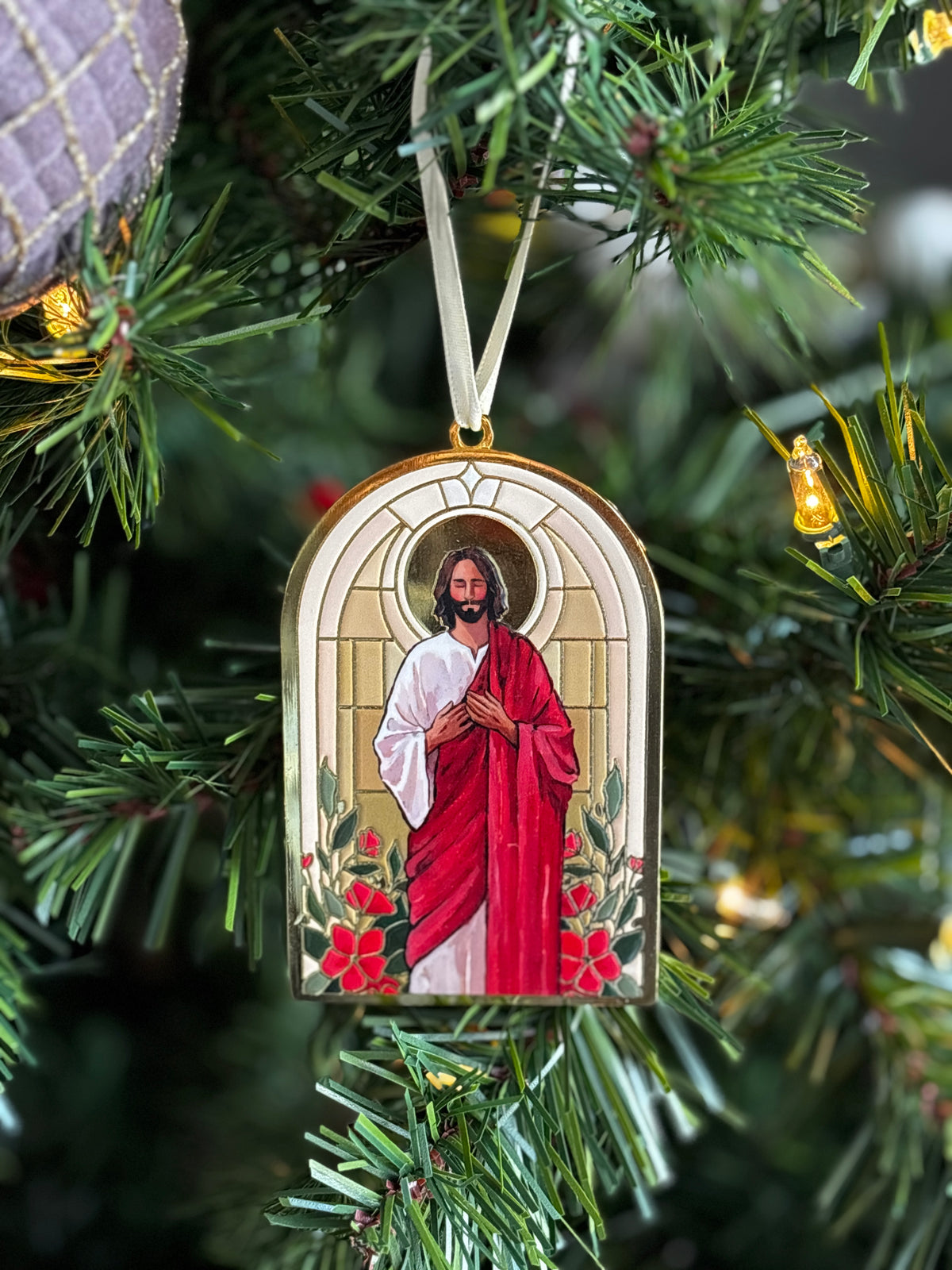 'O Come, O Come, Emmanuel' Gold Enamel Ornament