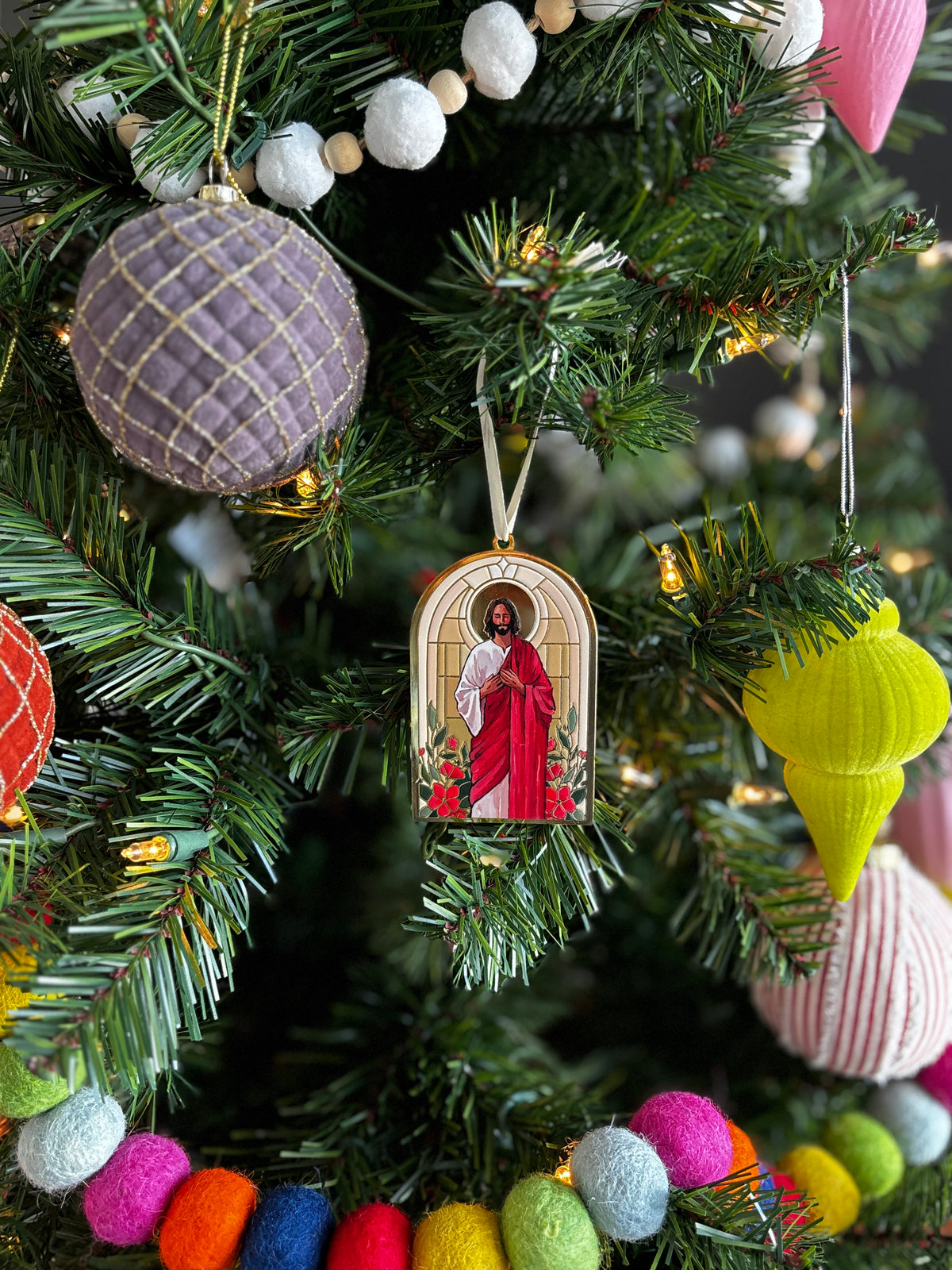 'O Come, O Come, Emmanuel' Gold Enamel Ornament