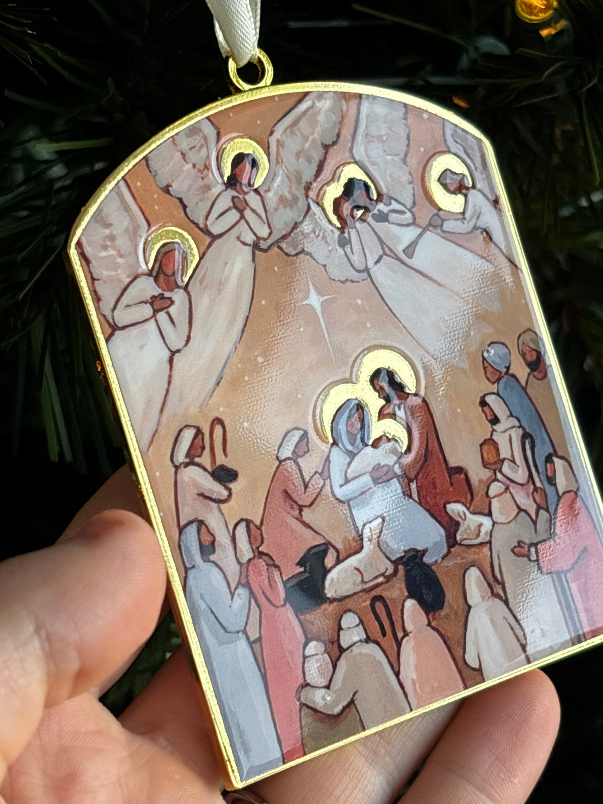 'Joy To The World!' Gold Enamel Ornament