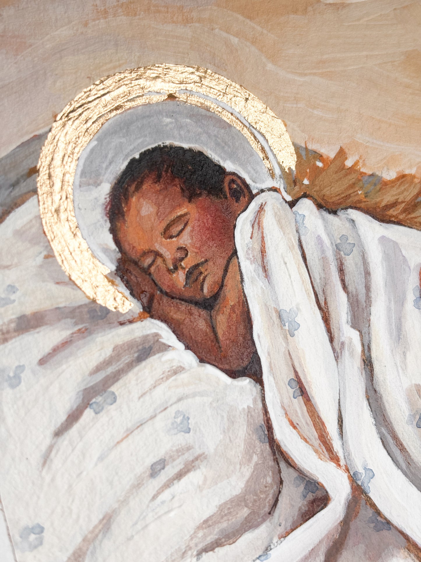 'Away In A Manger' 4x5 inch original painting