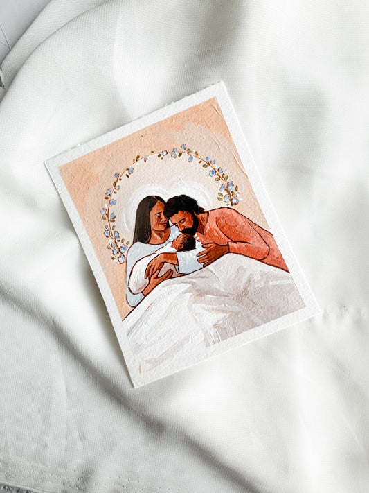 'The Holy Family' 4x5 inch original painting