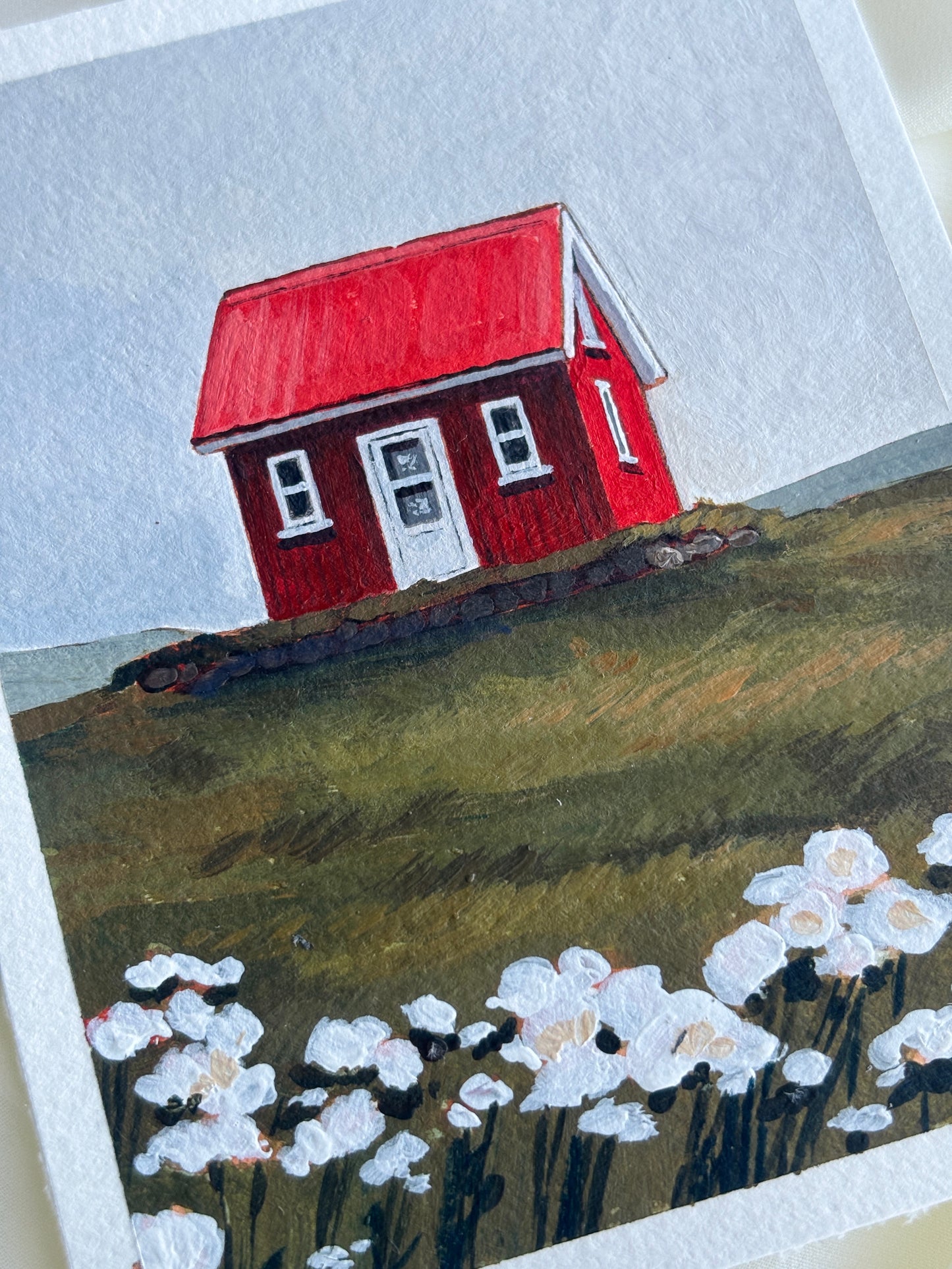 The Little Red House 4x5 original painting