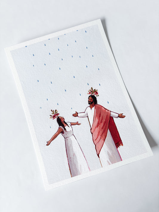 'He Taught Me That Rain Is Beautiful' 5x7 inch original painting
