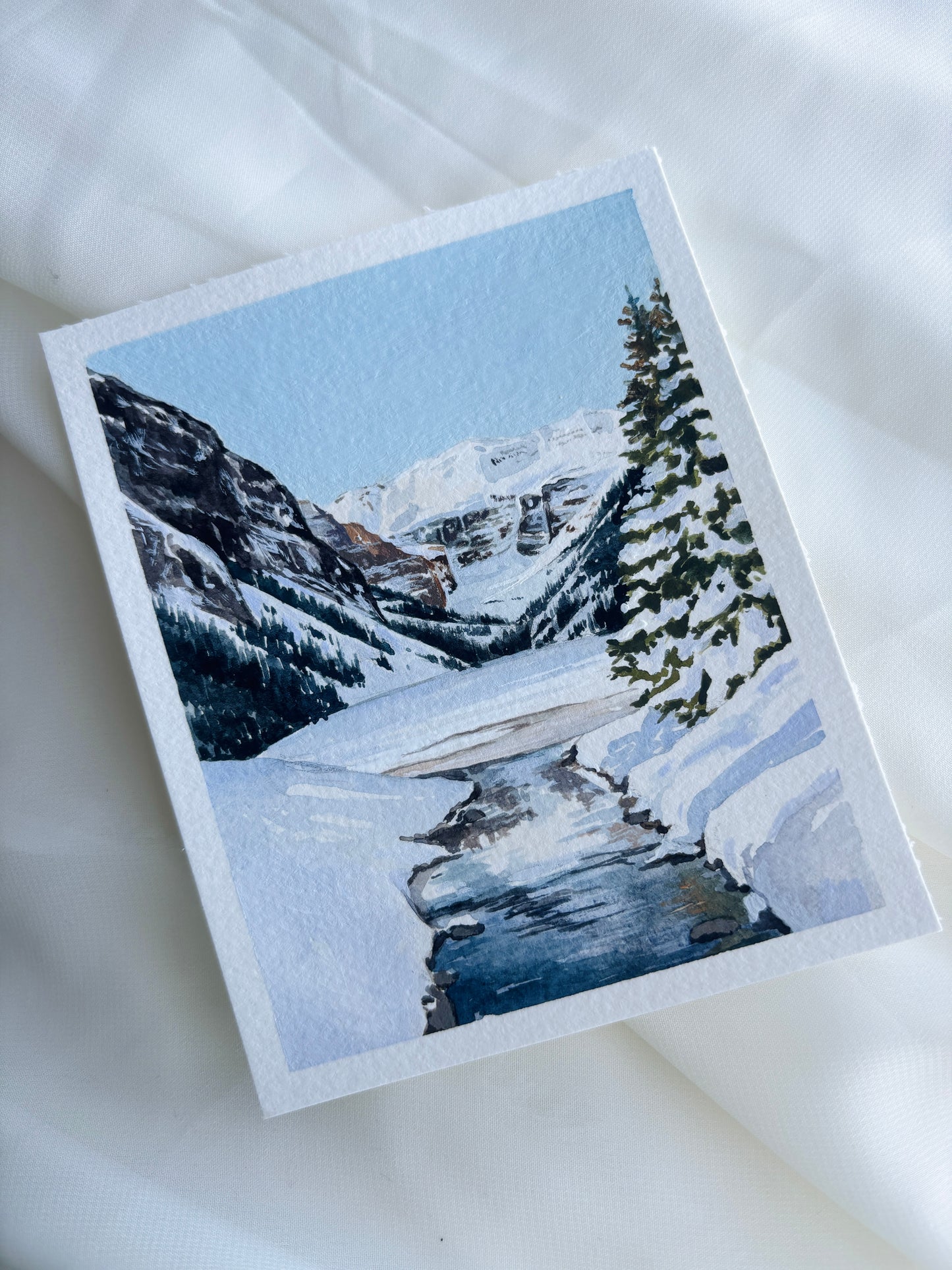 Lake Louise In Winter 4x5 original painting