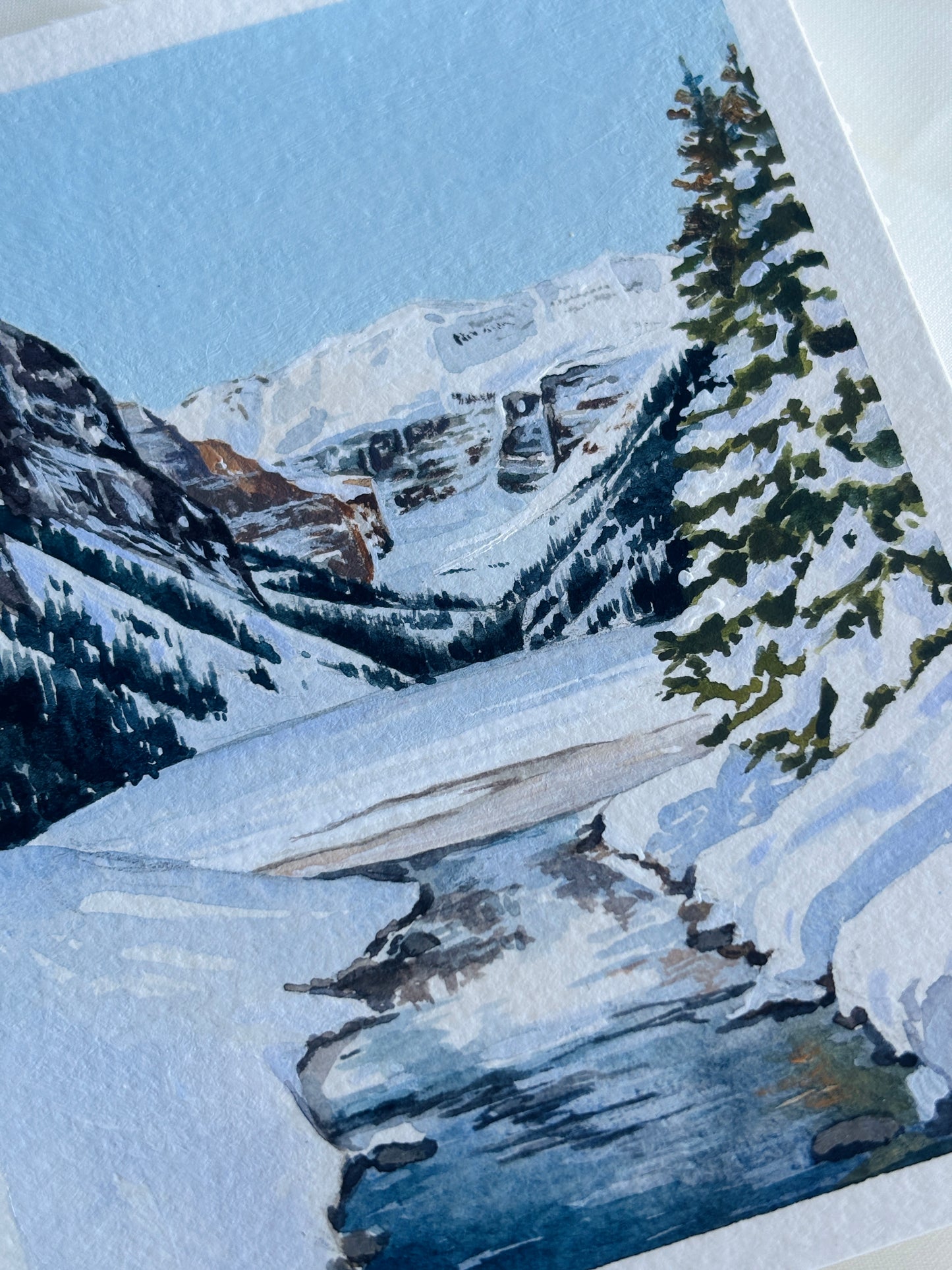 Lake Louise In Winter 4x5 original painting