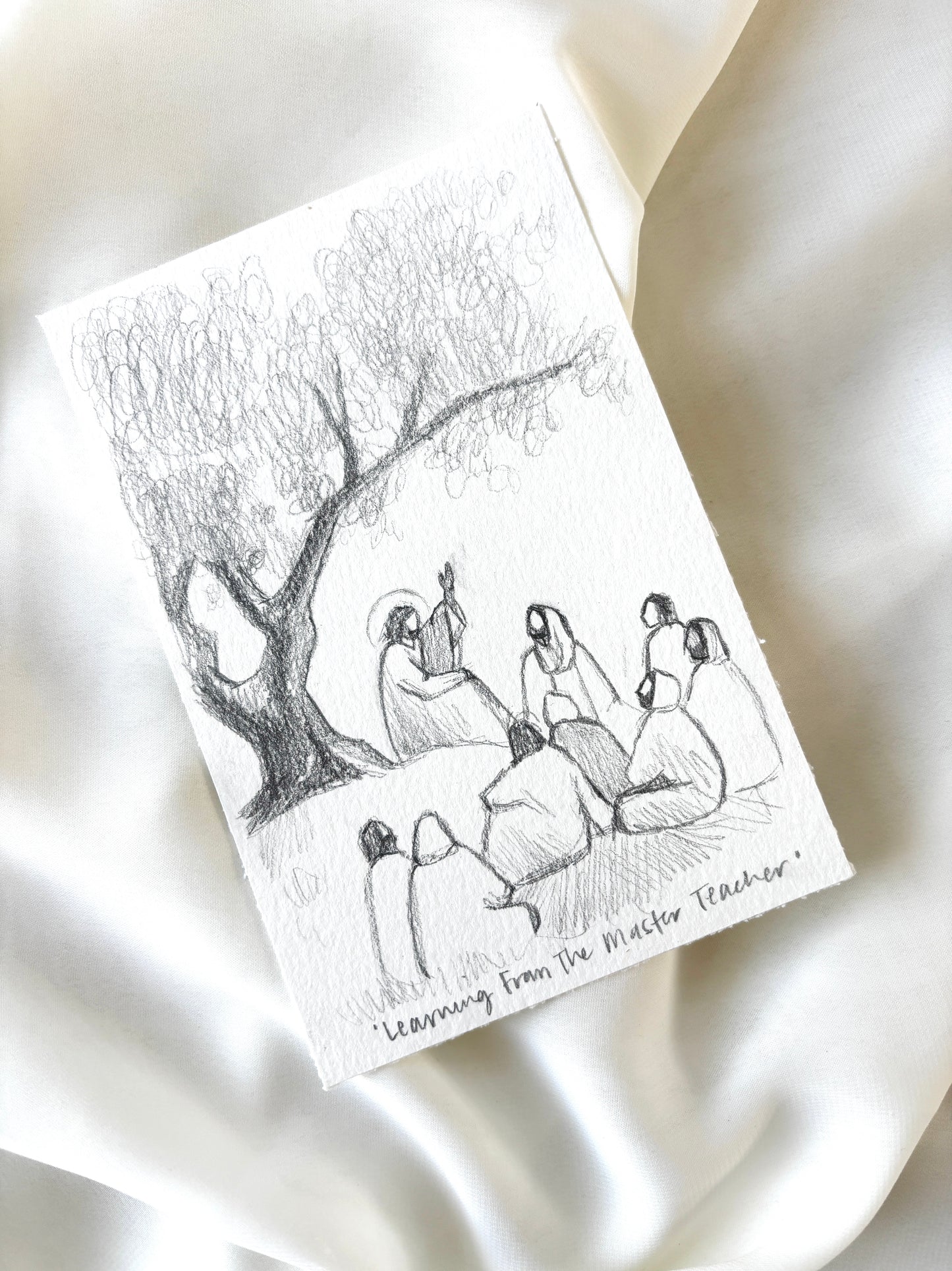 'Learning From The Master Teacher' 4x6 inch original sketch