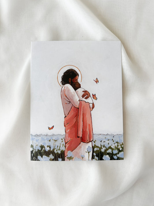 'Among The Forget Me Nots' (dark hair) greeting card