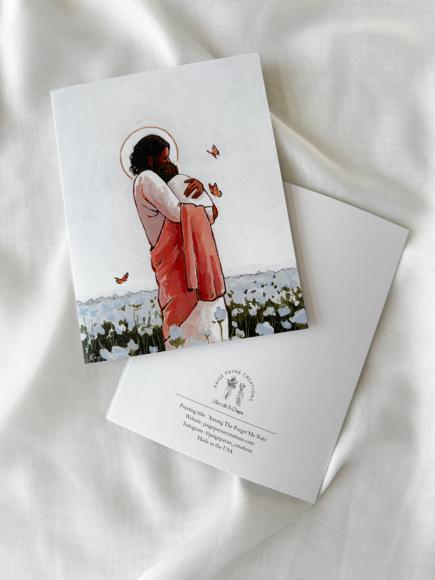 'Among The Forget Me Nots' (dark hair) greeting card