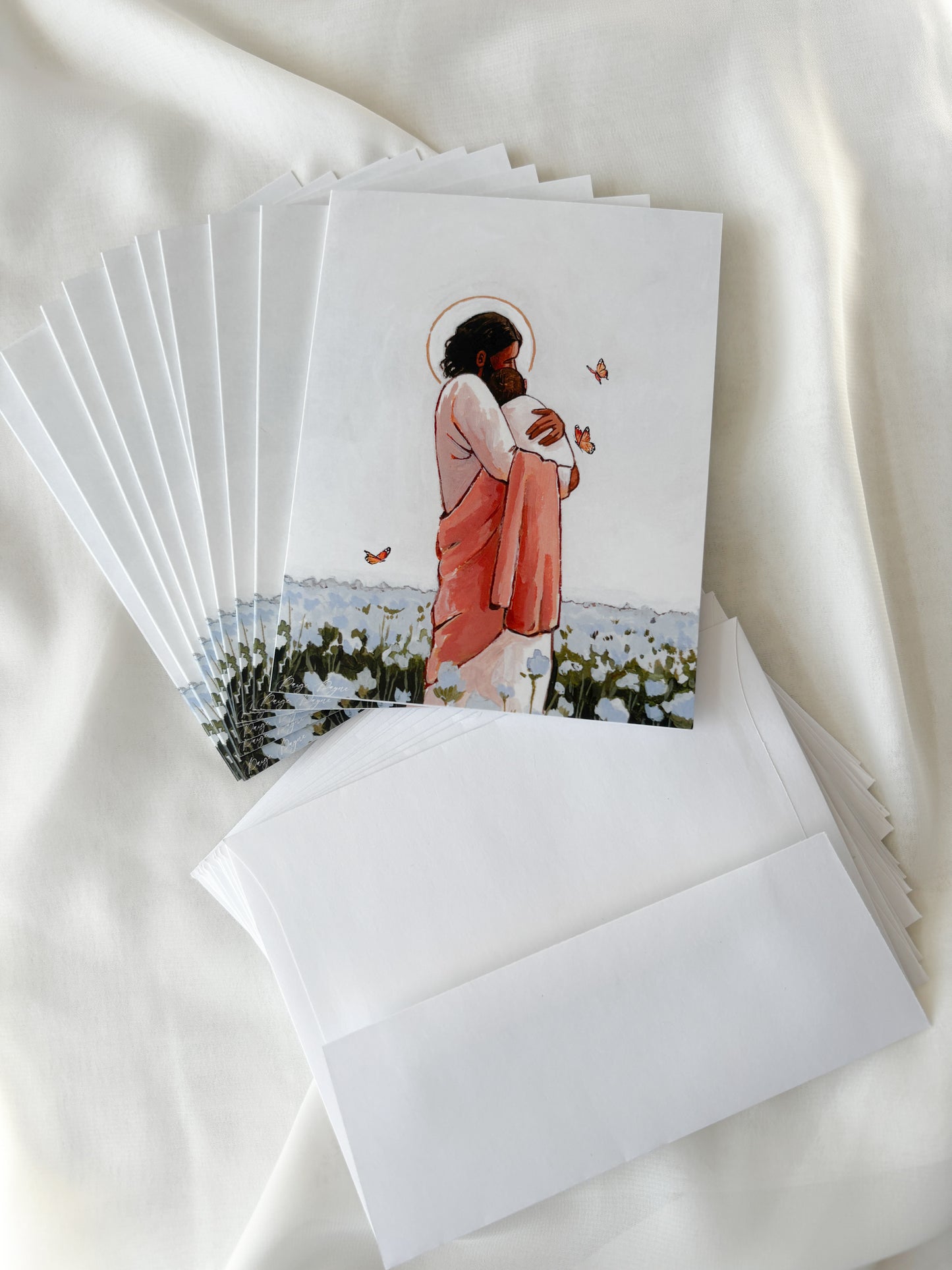 'Among The Forget Me Nots' (dark hair) greeting card