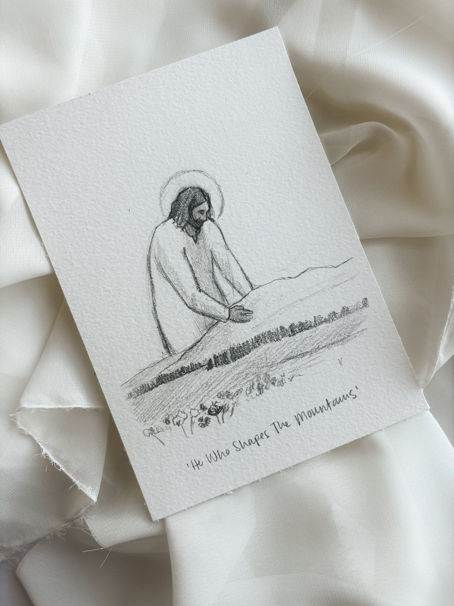 'He Who Shapes The Mountains' 4.5x6.5 inch original sketch