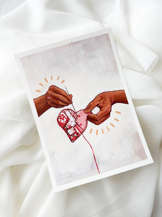 'Mending My Broken Heart' 5x7 inch original painting