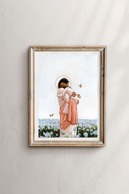 'Among The Forget Me Nots' Print (young girl)