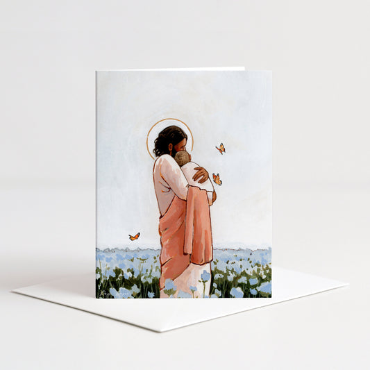 'Among The Forget Me Nots' (light hair) greeting card