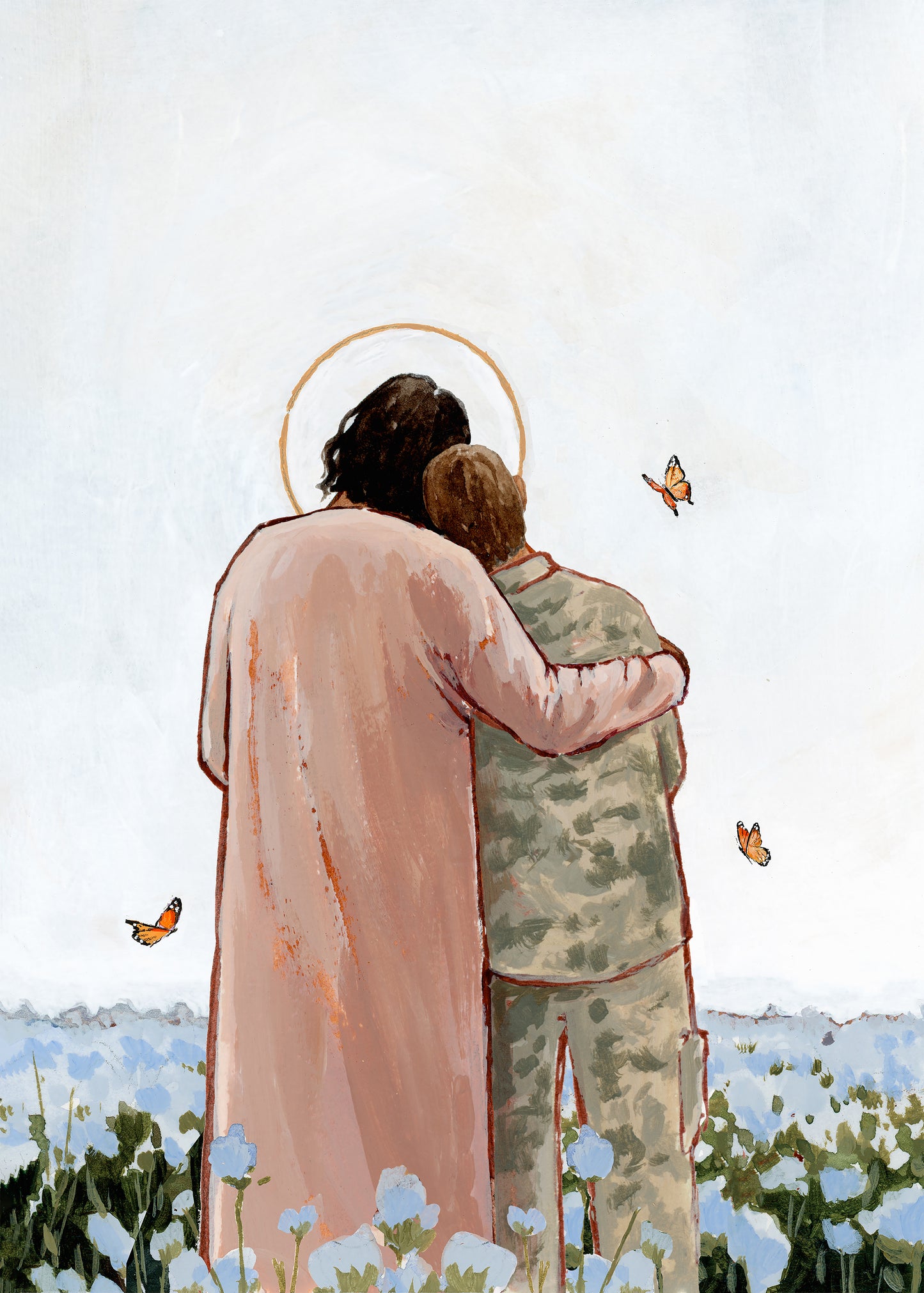 'Among The Forget Me Nots' Print (male veteran)