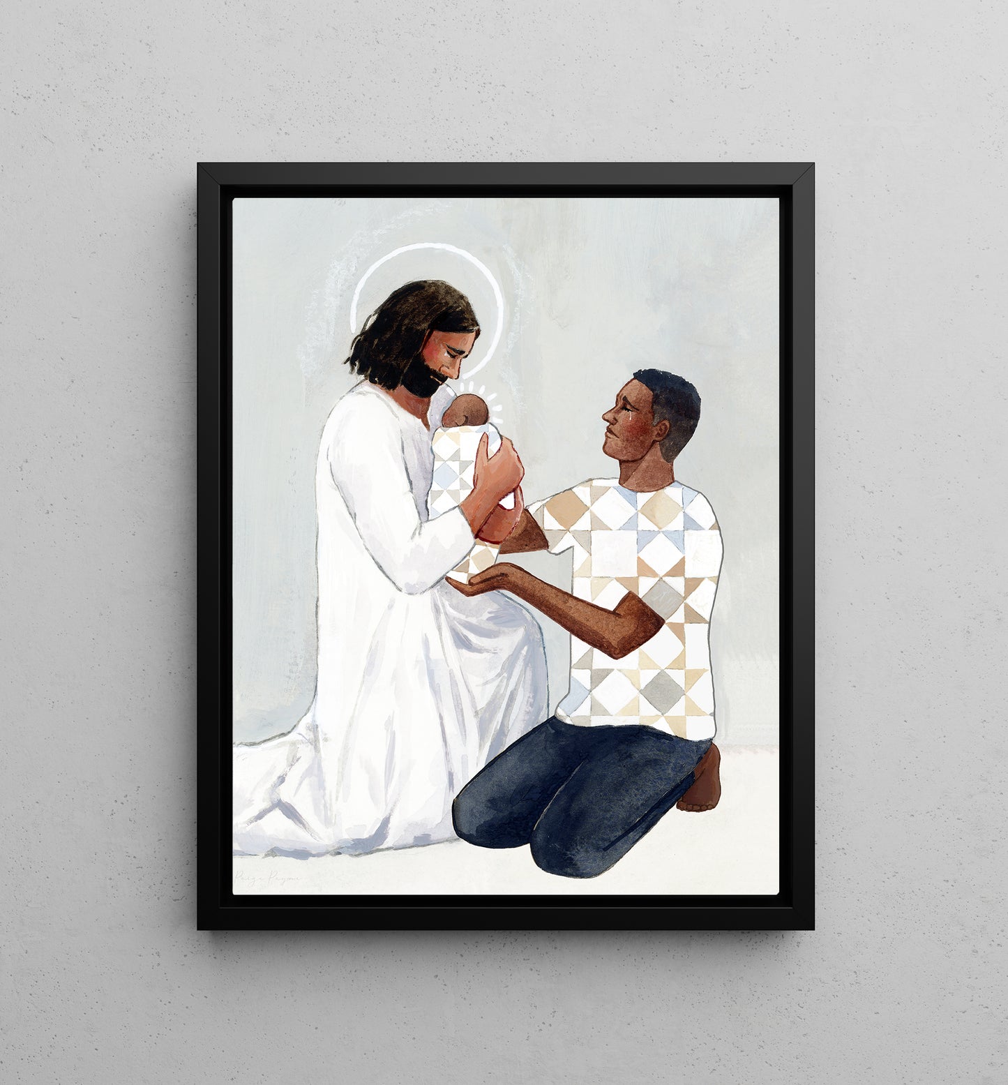'For Safekeeping' Canvas Print (male/one baby version)