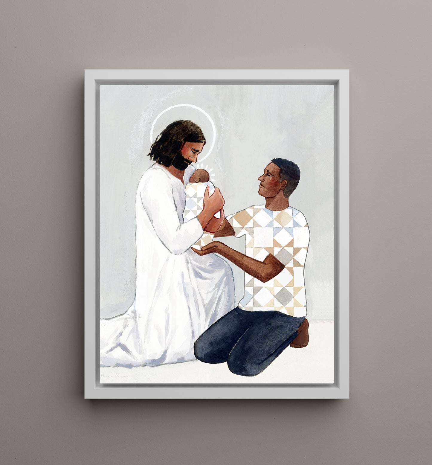'For Safekeeping' Canvas Print (male/one baby version)