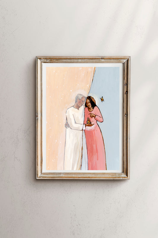 'Look For Me In The Butterflies' Print (dad and daughter)