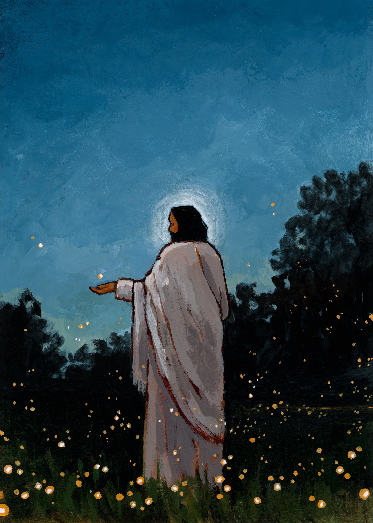 'Christ And The Fireflies' Print