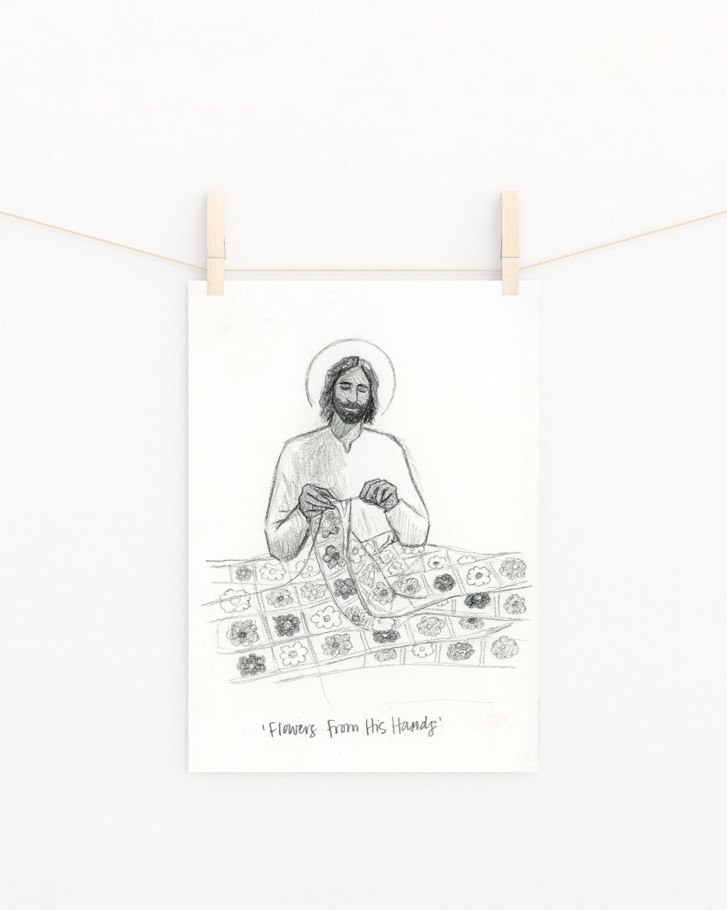 'Flowers From His Hands' Sketch Print