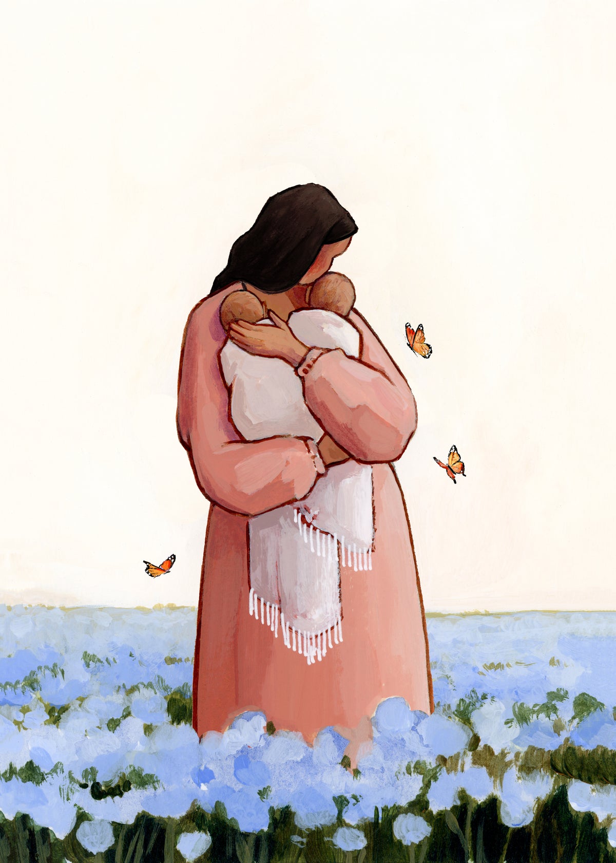 'I'll Meet You Among The Forget Me Nots' Print (two baby version)