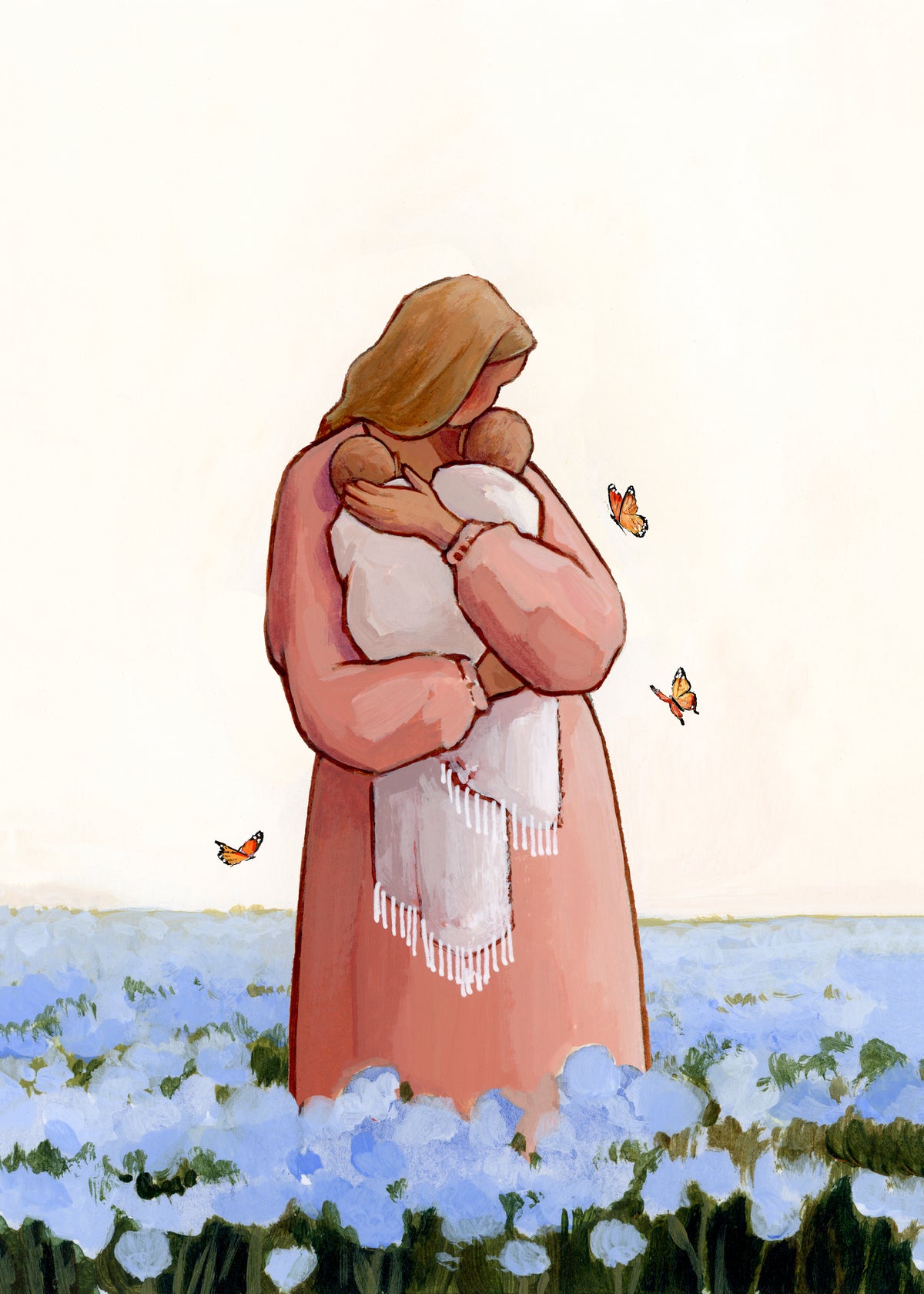 'I'll Meet You Among The Forget Me Nots' Print (two baby version)
