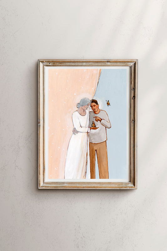 'Look For Me In The Butterflies' Print (mom and son)