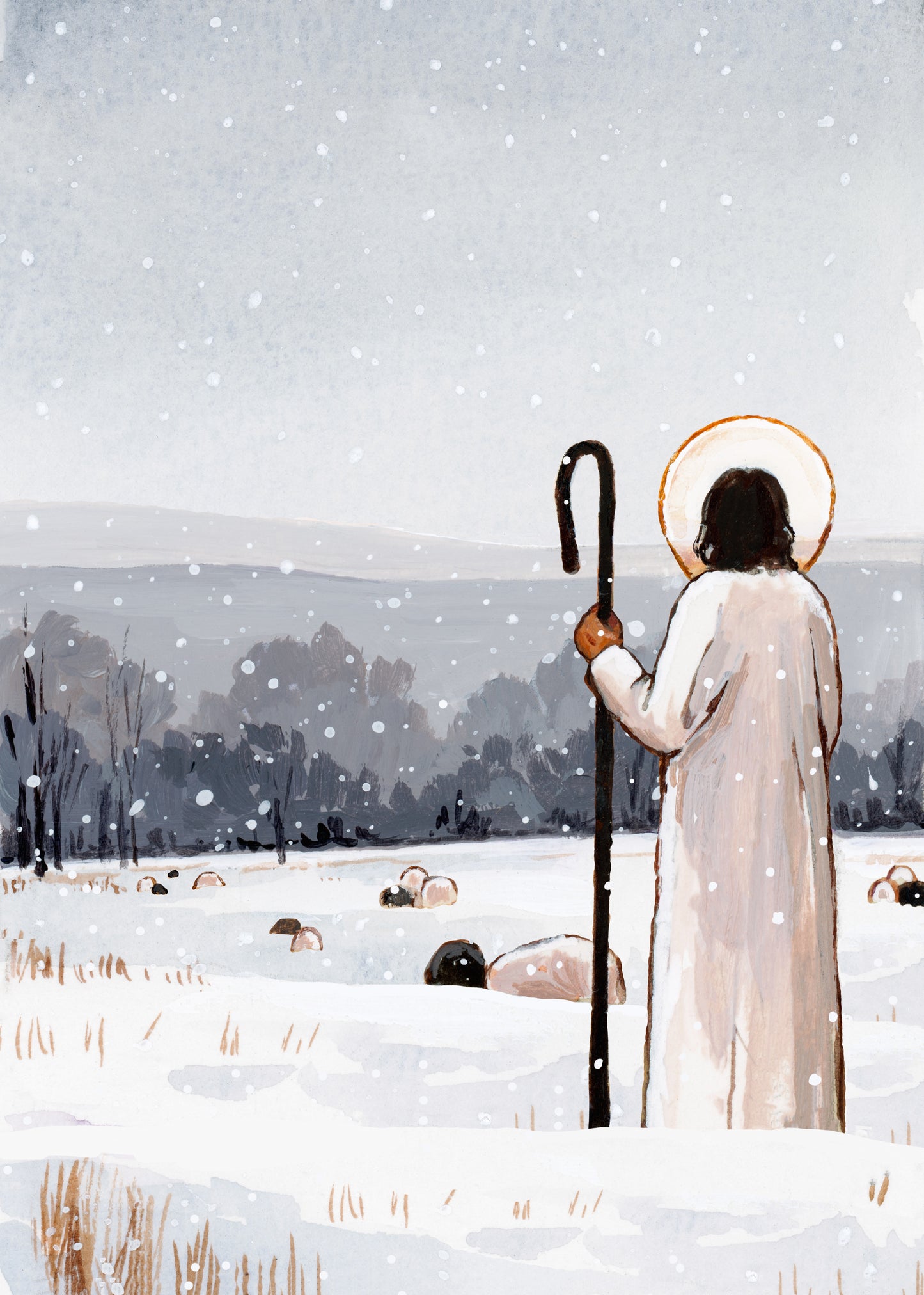 'The Good Shepherd In Winter' Print