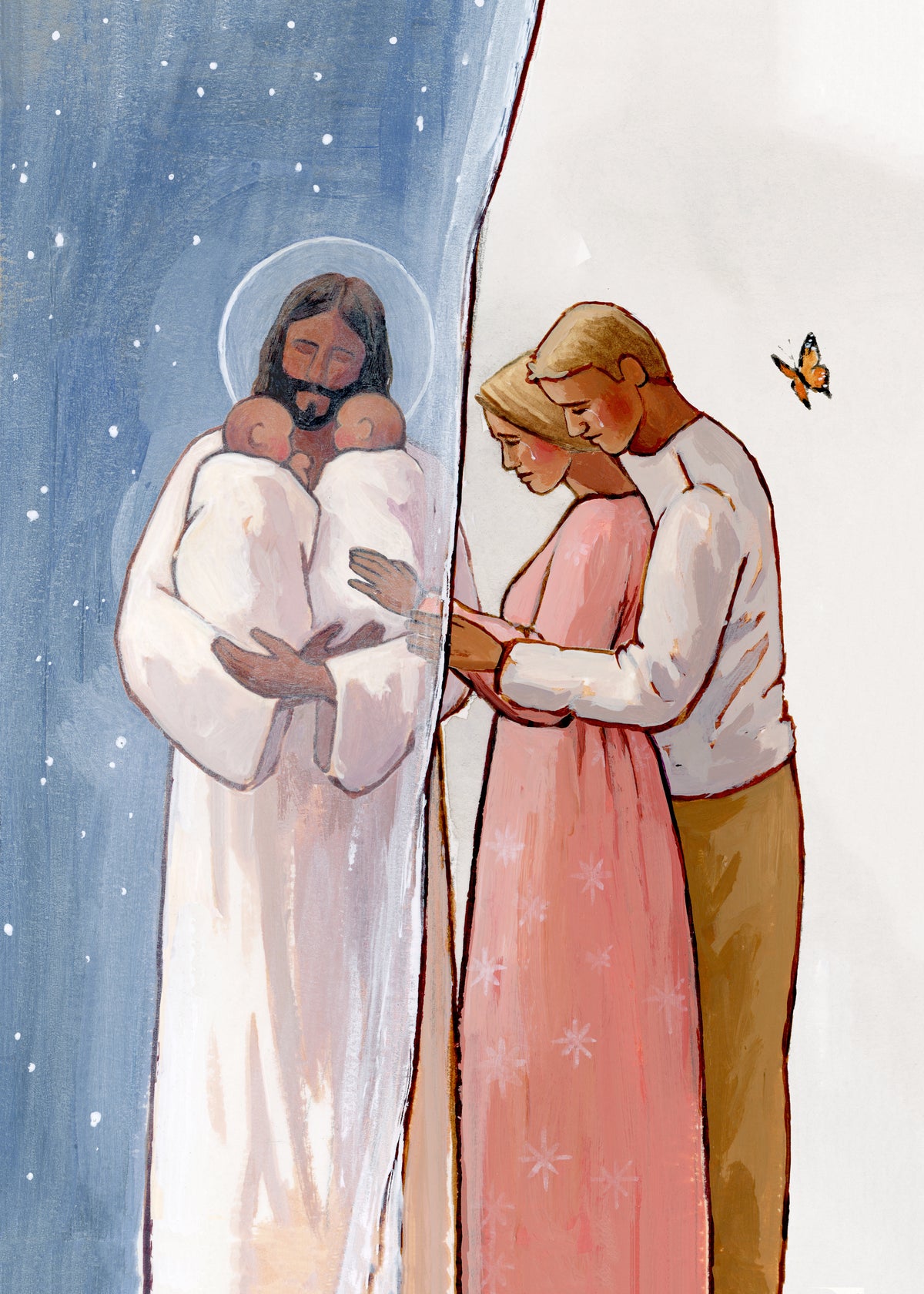 'I Know He Holds You Among The Stars' (two baby version) Print