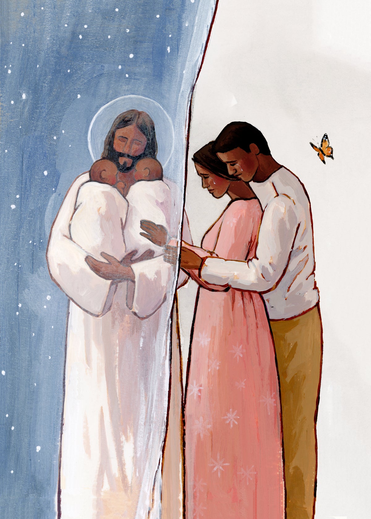 'I Know He Holds You Among The Stars' (two baby version) Print
