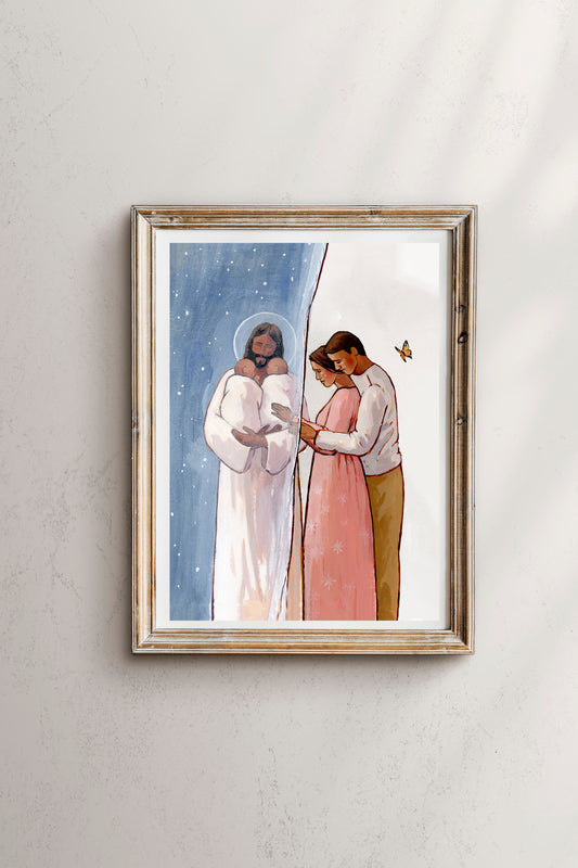 'I Know He Holds You Among The Stars' (two baby version) Print