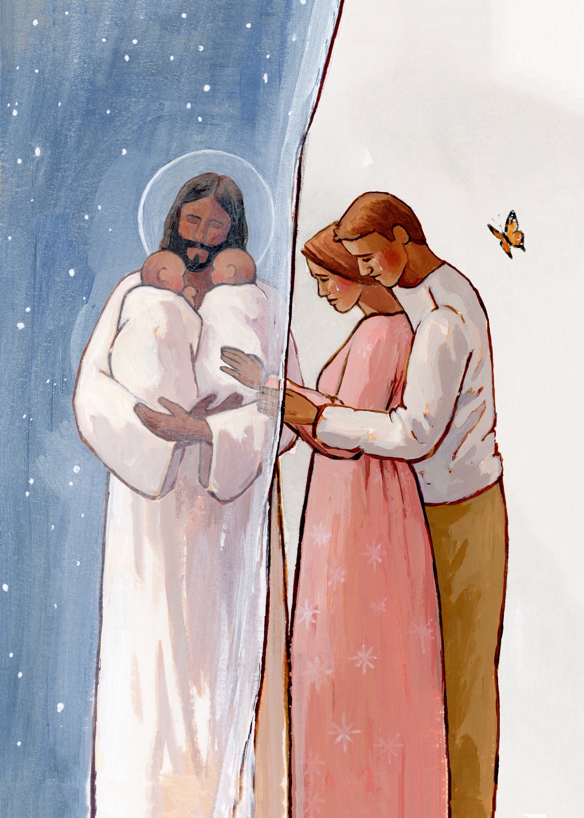 'I Know He Holds You Among The Stars' (two baby version) Print