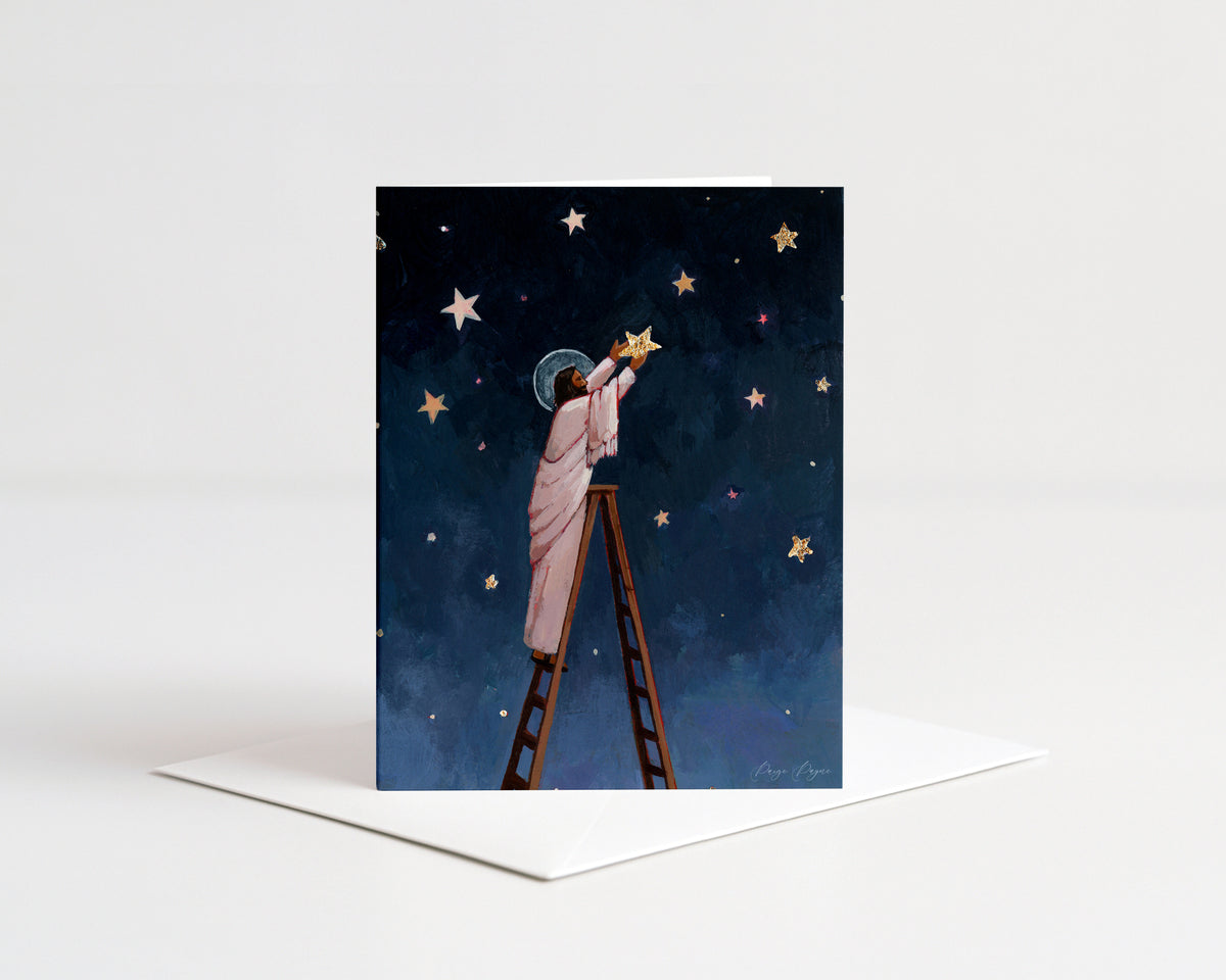 'He Places Stars In The Sky For You' greeting card