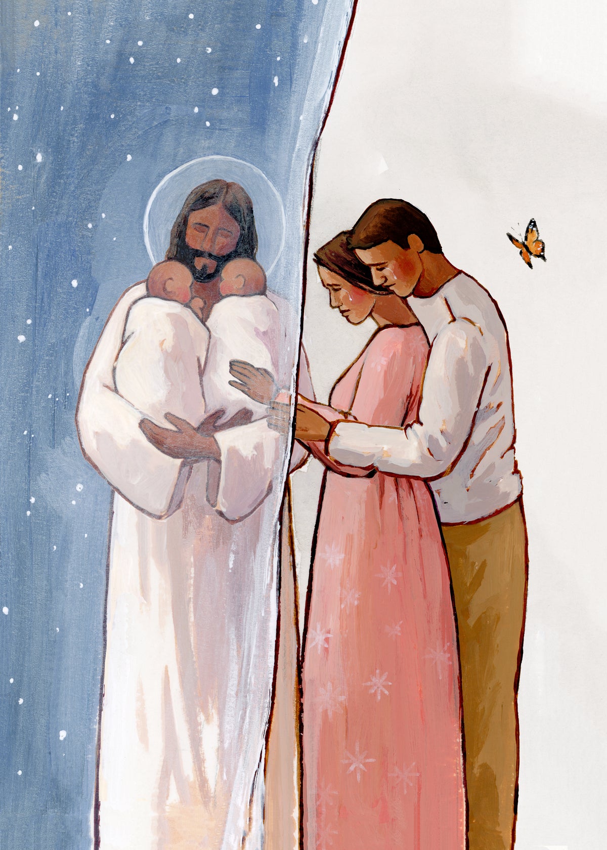 'I Know He Holds You Among The Stars' (two baby version) Print