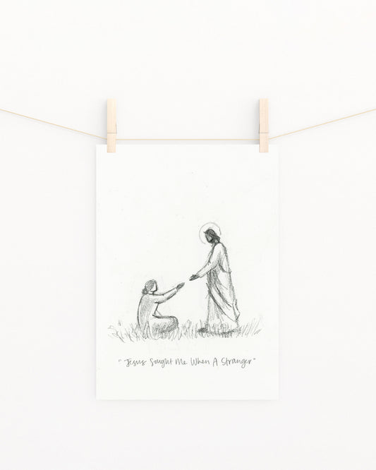 'Jesus Sought Me When A Stranger' Sketch Print