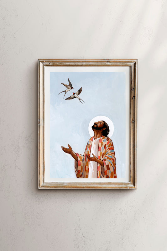 'Christ And The Swallows' Print